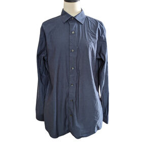 Marc Anthony Mens Cotton Slim Fit Blue Button Up Shirt 16.5 34-35